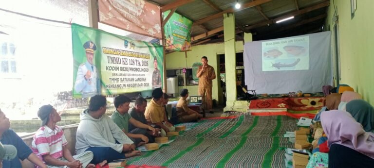Program Non Fisik TMMD, Dinas Perikanan Probolinggo Gelar Bimtek Budidaya Lele di Desa Brabe